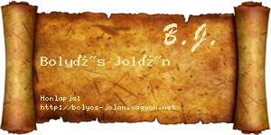 Bolyós Jolán névjegykártya